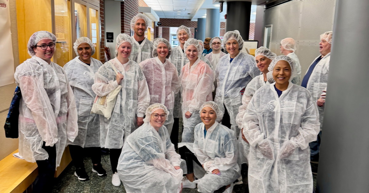 group of educators wearing scrubs